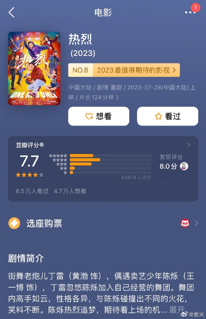 组图：电影《热烈》豆瓣开分7.7 黄渤王一博联手致敬青春