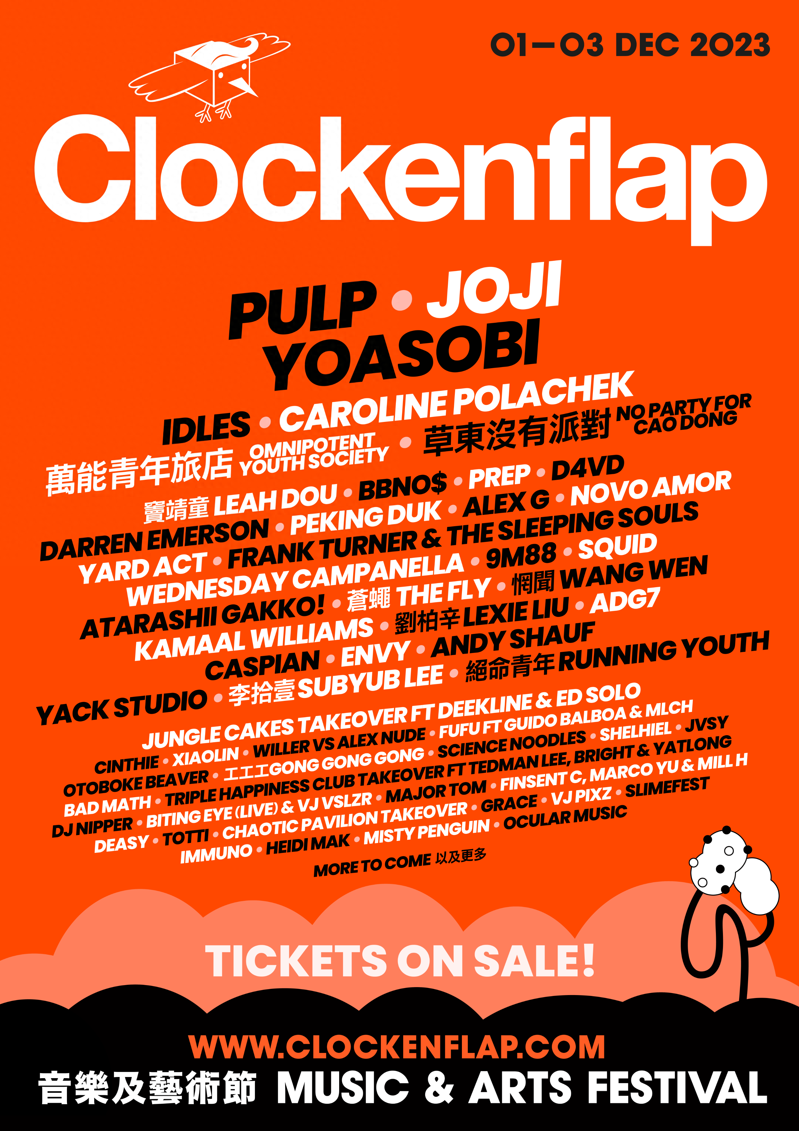 Clockenflap音乐节阵容官宣！Joji、万青、草东强势进港 #开耳观演